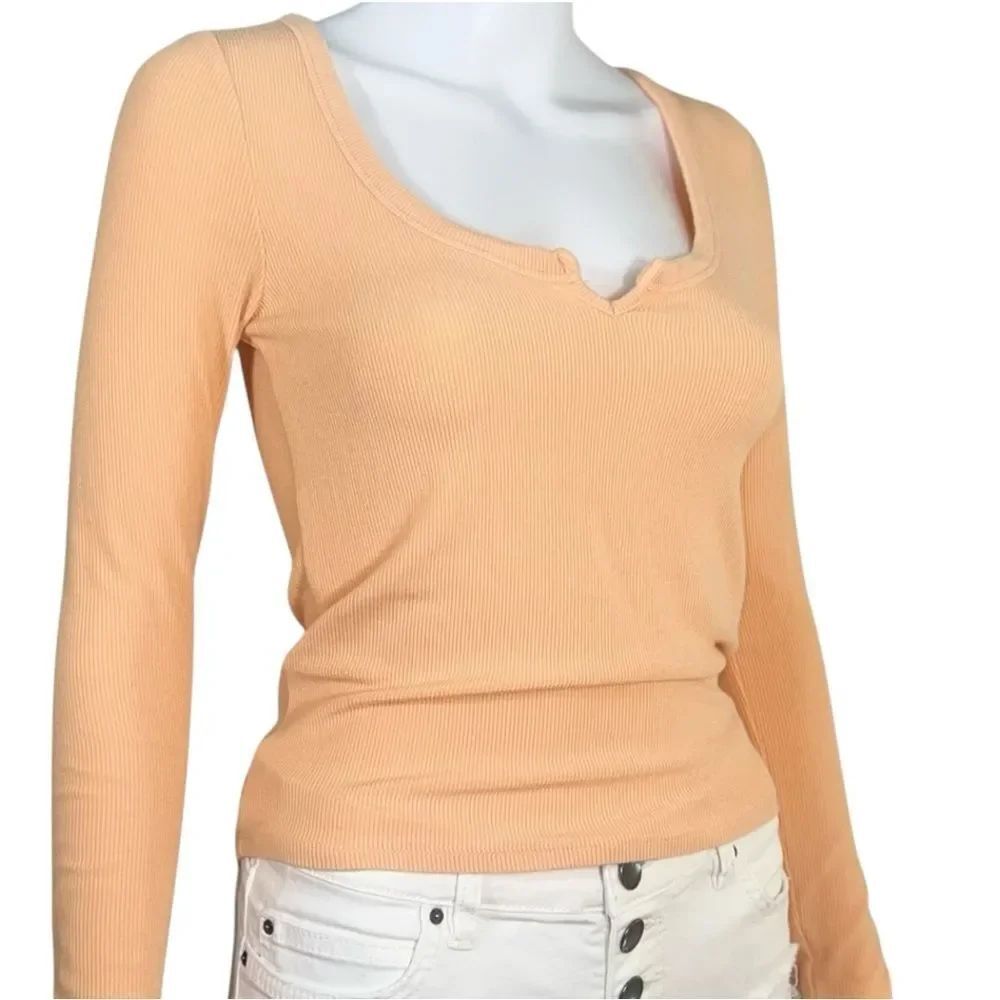 Forever 21 Peach Ribbed Long Sleeve Tee